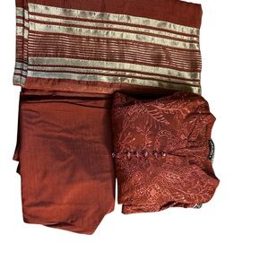 Paksitani limelight Elegant Rust Red and Silver Embroidered Outfit fall wear